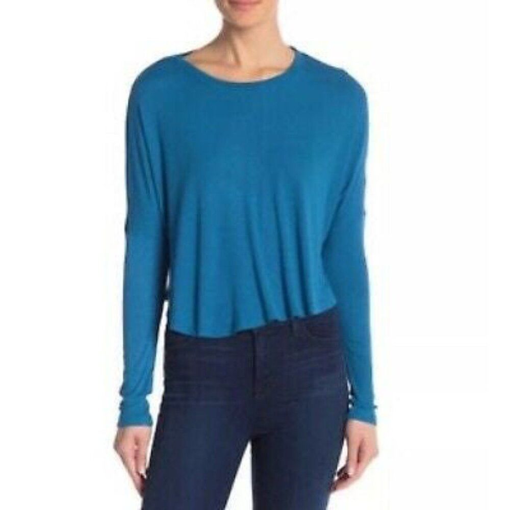 Abound Women's Ribbed Scoop Neck Long Sleeve Top